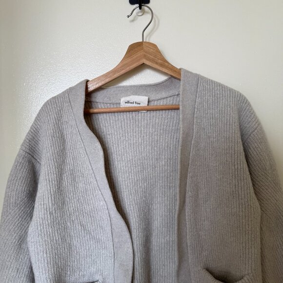 Aritzia Wilfred Free Gray Unwind Merino Wool Open Front Relaxed Cardigan M - Picture 3 of 7